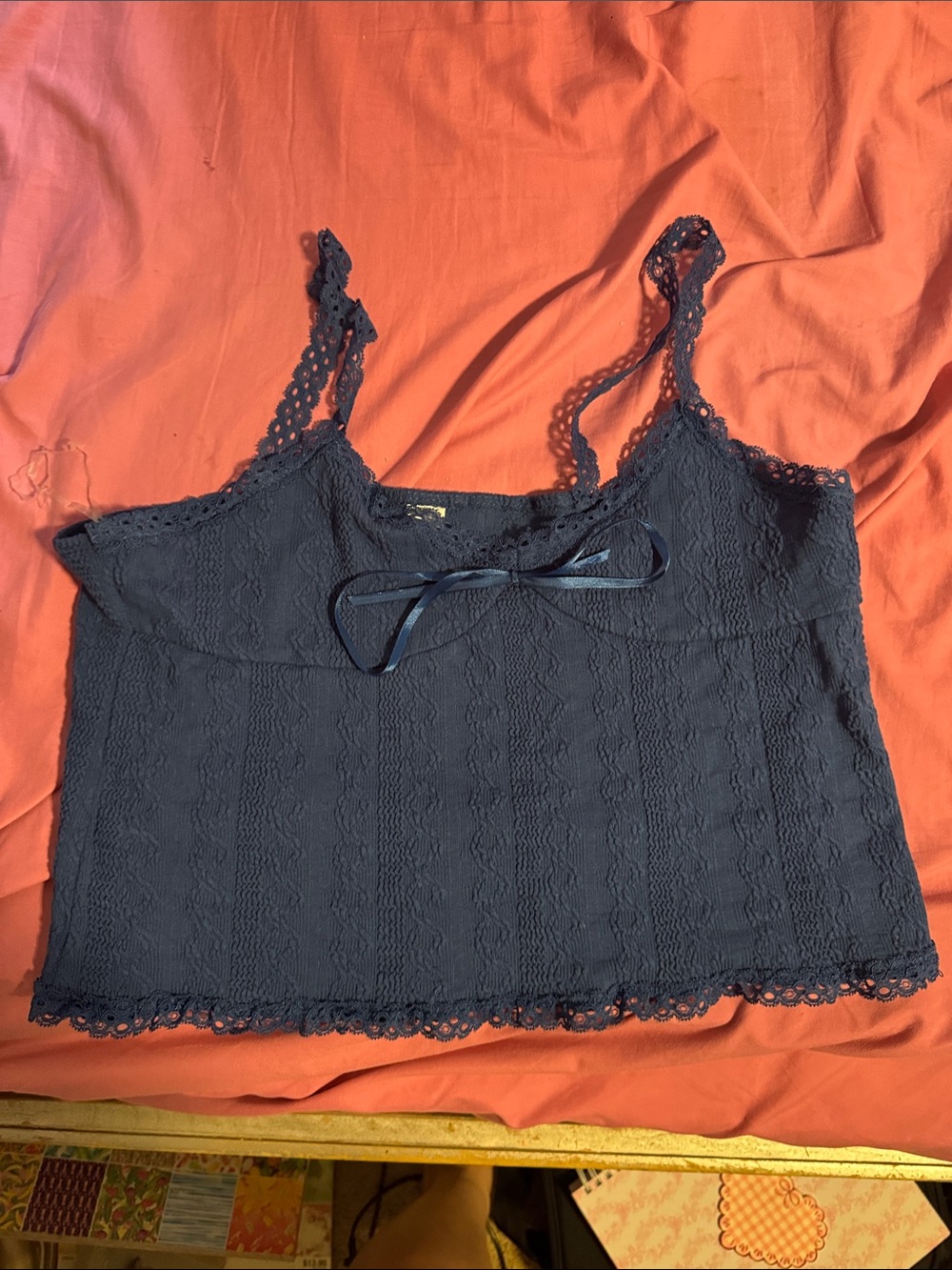 No Boundaries Navy Blue Lace Trim Camisole